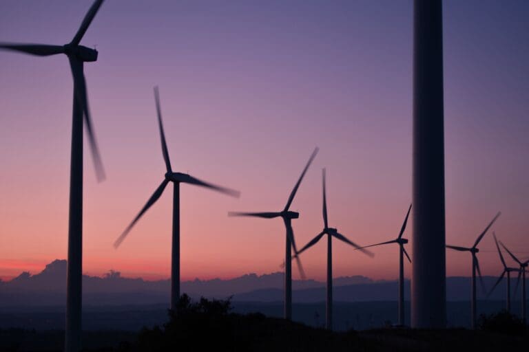 Windmills at dusk